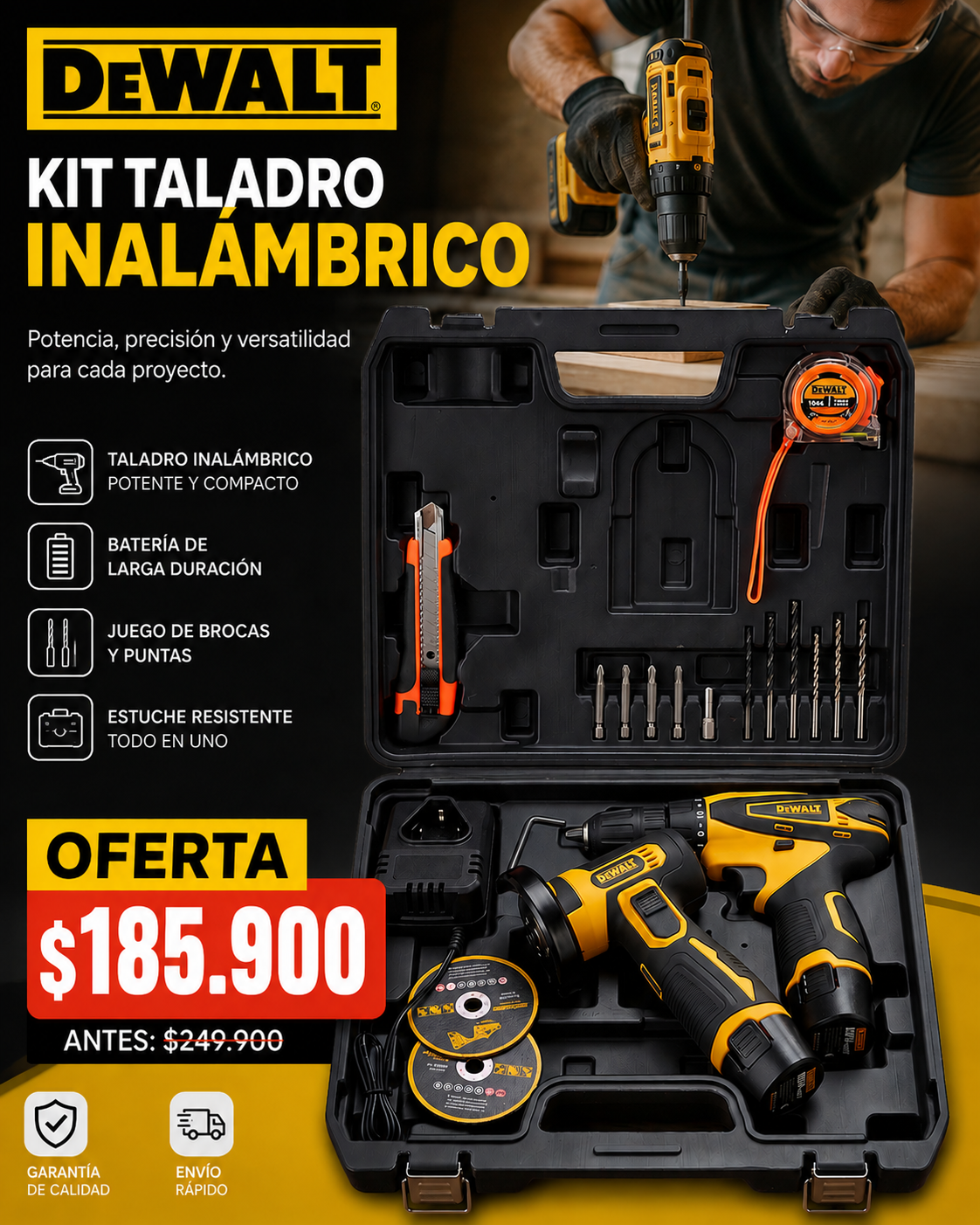 TALADRO INALAMBRICO Y PULIDORA COMBO
